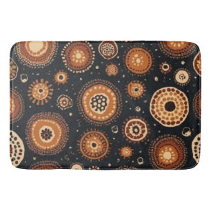 Abstract Pattern in Black, Browns, and Rust Bath Mat