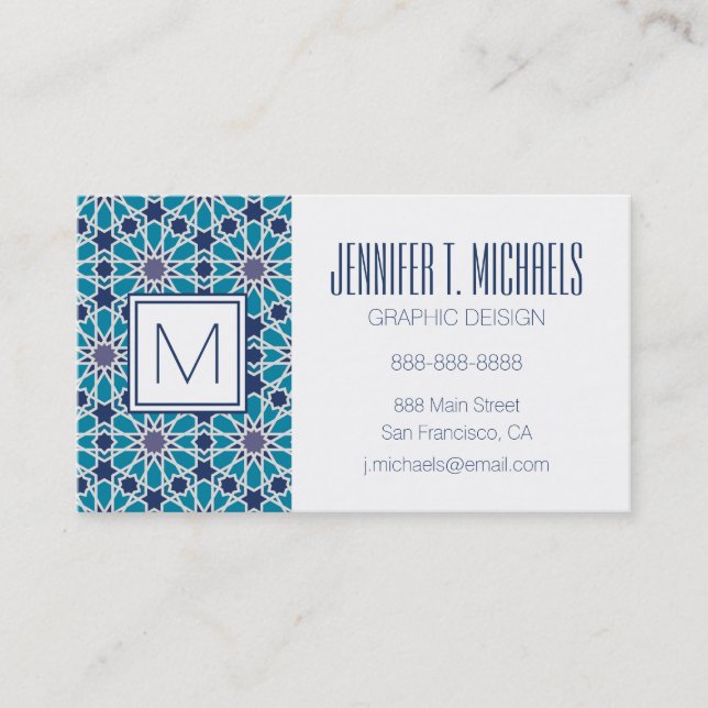 Abstract Pattern In Blue And Grey Business Card (Front)