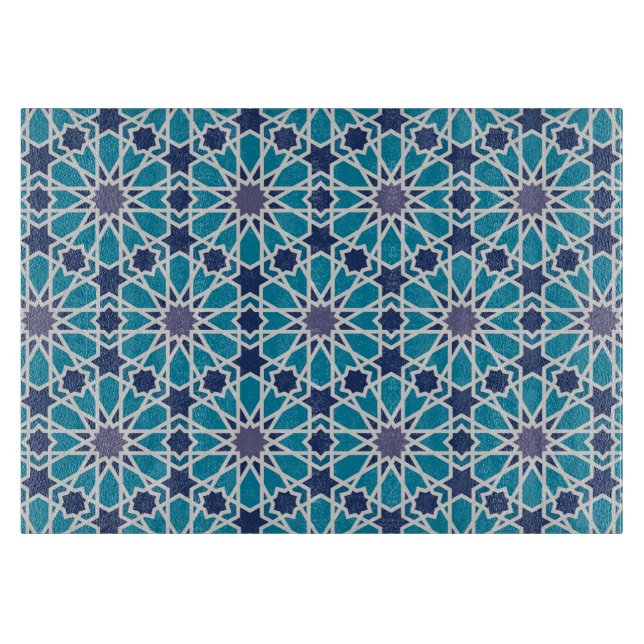 Abstract Pattern In Blue And Grey Cutting Board (Front)