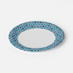 Abstract Pattern In Blue And Grey Paper Plate