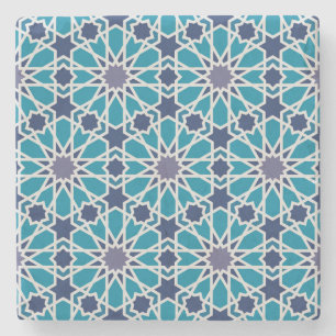 Abstract Pattern In Blue And Grey Stone Coaster
