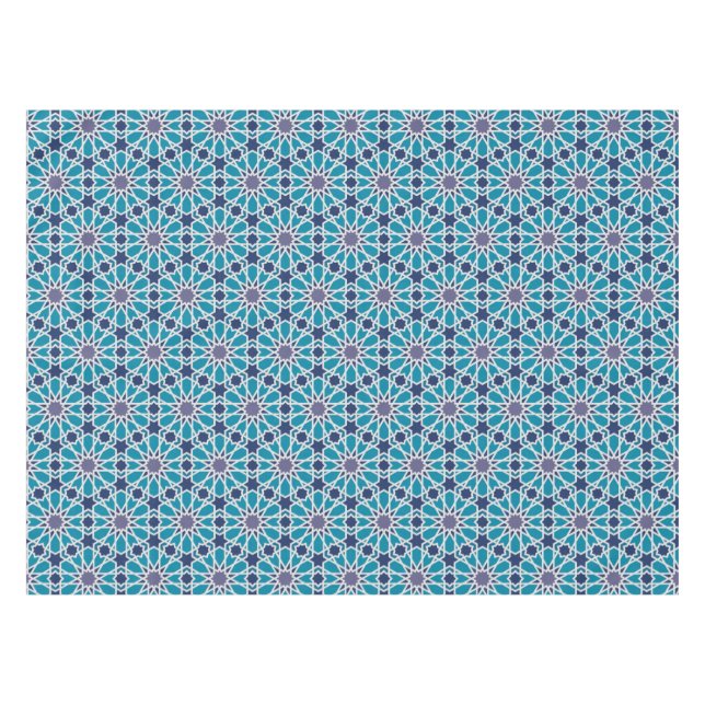 Abstract Pattern In Blue And Grey Tablecloth (Front (Horizontal))