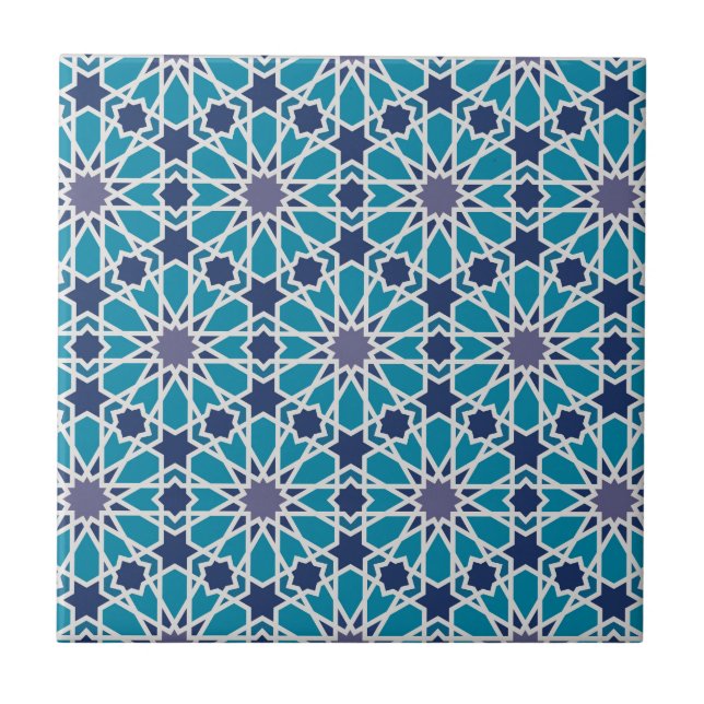 Abstract Pattern In Blue And Grey Tile (Front)
