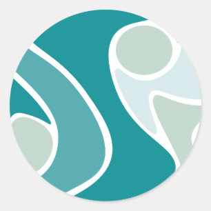 Abstract pattern in blue shades classic round sticker