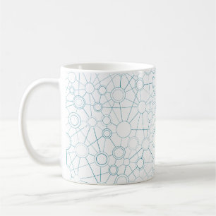 Abstract pattern in blue with lines and dots coffee mug