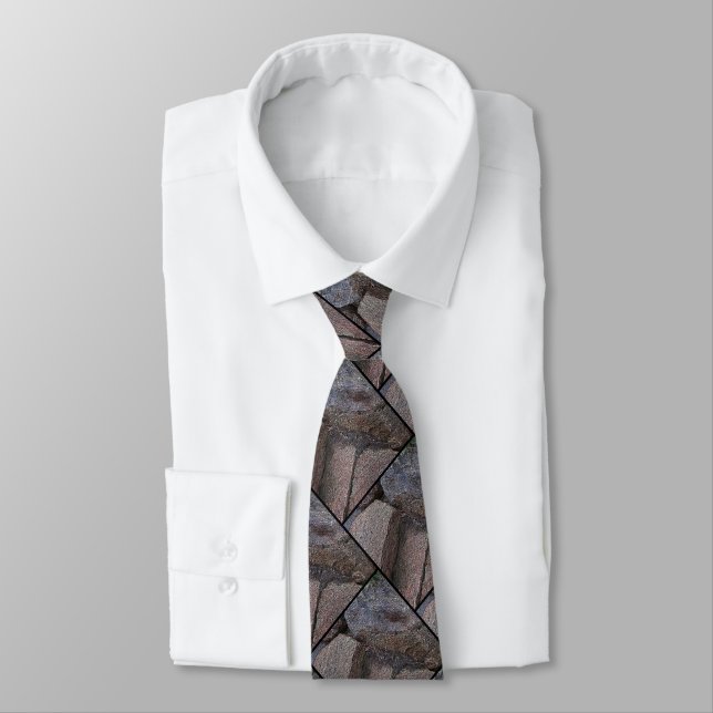 Abstract Pattern in Brown and GrayNeck Tie (Tied)