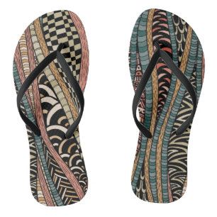 Abstract pattern in ethnic style flip flops