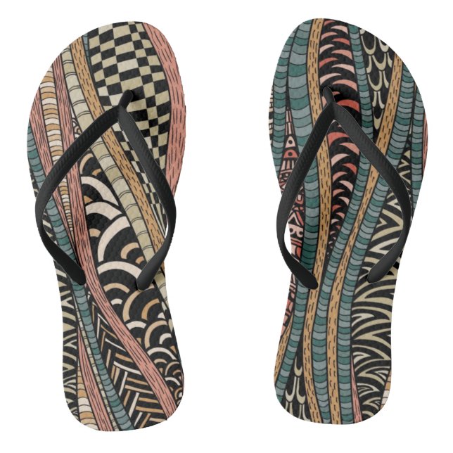 Abstract pattern in ethnic style flip flops (Footbed)