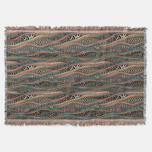 Abstract pattern in ethnic style throw blanket (Front)