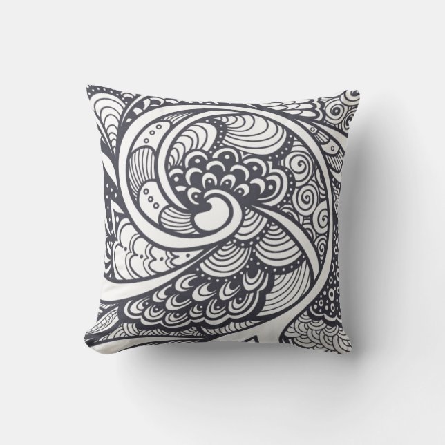 Abstract Pattern In Zen-Doodle Style Cushion (Front)
