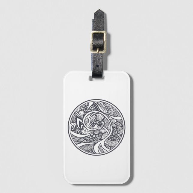 Abstract Pattern In Zen-Doodle Style Luggage Tag (Front Vertical)