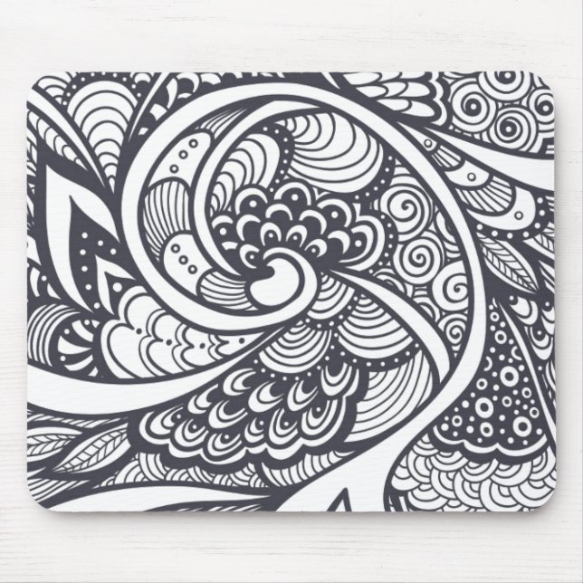 Abstract Pattern In Zen-Doodle Style Mouse Mat (Front)
