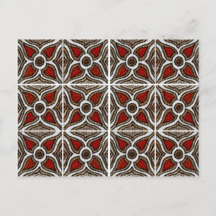 Abstract Pattern Inspired by Portuguese Azulejos Postcard
