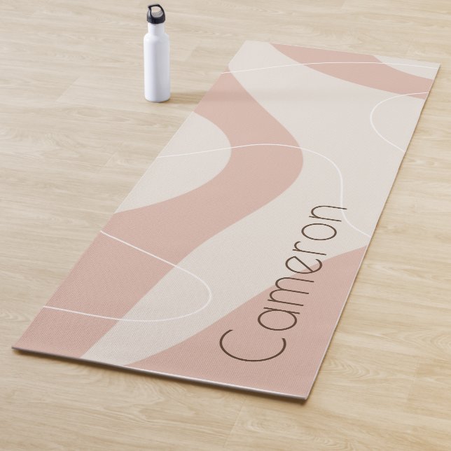 Abstract pattern ivory light terracotta add name yoga mat (In Situ)