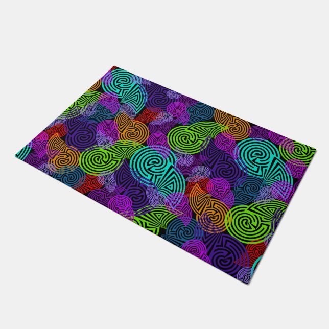 Abstract Pattern - labyrinths coloured + your back Doormat (Angled)