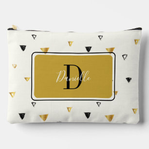 Abstract Pattern Monogram Script Modern Custom Accessory Pouch