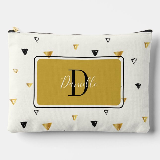 Abstract Pattern Monogram Script Modern Custom Accessory Pouch (Front)