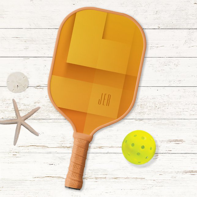 Abstract Pattern Monogrammed Initials Orange Pro   Pickleball Paddle (Creator Uploaded)