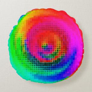 abstract pattern, multicolored geometric wallpaper round cushion
