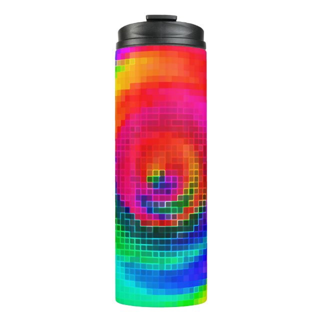 abstract pattern, multicolored geometric wallpaper thermal tumbler (Front)