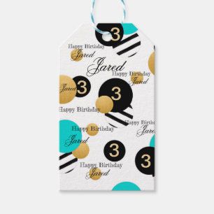Abstract Pattern Name Personalized Kids' Birthday Gift Tags