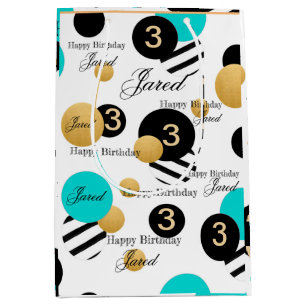 Abstract Pattern Name Personalized Kids' Birthday Medium Gift Bag