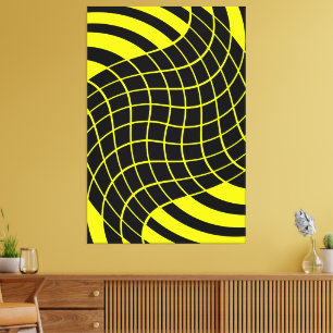 Abstract pattern of black and yellow lines canvas print