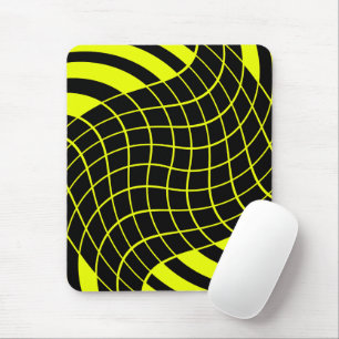 Abstract pattern of black and yellow lines mouse mat