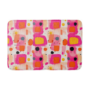 Abstract Pattern of Colorful Blocks Mid Century  Bath Mat