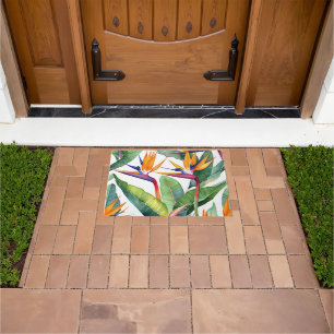abstract pattern of faeces flowers with bright bud doormat