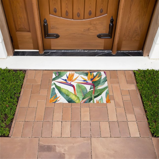 abstract pattern of faeces flowers with bright bud doormat (Outdoor)