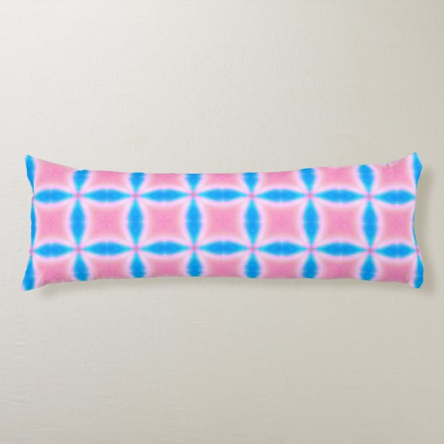 Abstract Pattern of Pink and Blue Squares Body Cushion (Front)