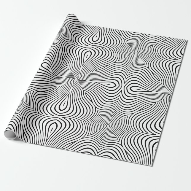 Abstract pattern of wavy stripes or rippled 3D rel Wrapping Paper (Unrolled)