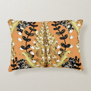 abstract pattern on orange yellow background with decorative cushion