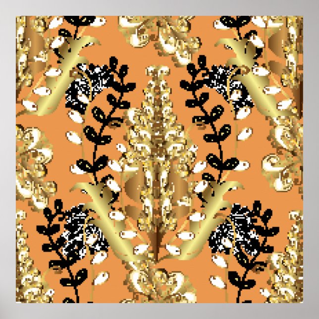 abstract pattern on orange yellow background with  poster (Front)