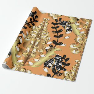 abstract pattern on orange yellow background with wrapping paper