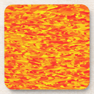 Abstract Pattern Orange Red Yellow Coaster