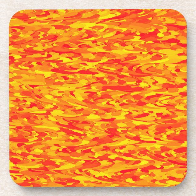 Abstract Pattern Orange Red Yellow Coaster (Front)
