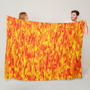 Abstract Pattern Orange Red Yellow Fleece Blanket