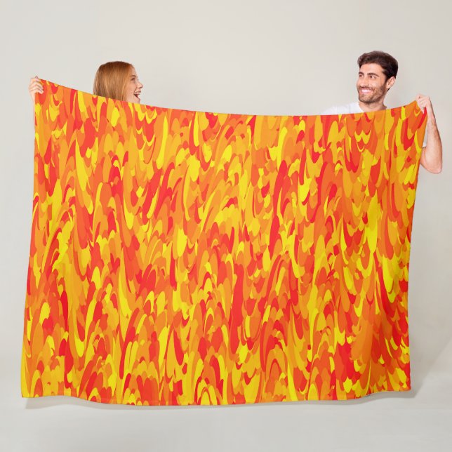 Abstract Pattern Orange Red Yellow Fleece Blanket (In Situ)