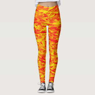 Abstract Pattern Orange Red Yellow Leggings