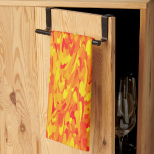 Abstract Pattern Orange Red Yellow Tea Towel
