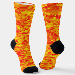Abstract Pattern Orange Yellow Socks