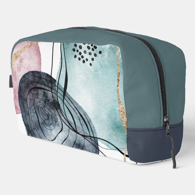 Abstract Pattern Pink Gold and Green Dopp Kit (Right Corner)