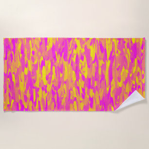 Abstract Pattern Pink Yellow Orange Beach Towel