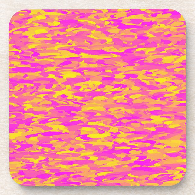 Abstract Pattern Pink Yellow Orange Coaster (Front)
