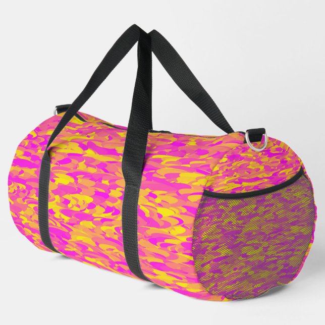 Abstract Pattern Pink Yellow Orange Duffle Bag (Right Corner)