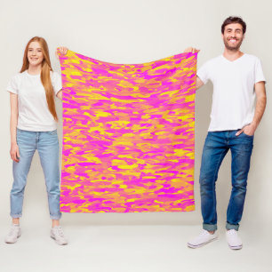 Abstract Pattern Pink Yellow Orange Fleece Blanket