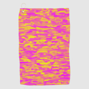 Abstract Pattern Pink Yellow Orange Golf Towel