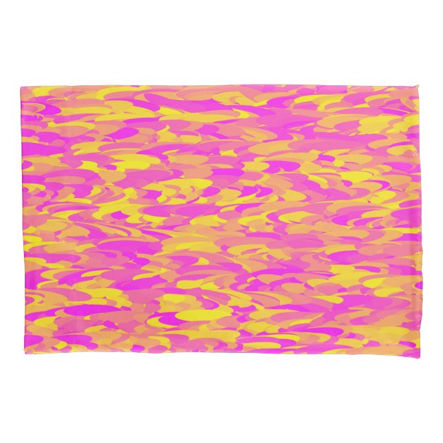 Abstract Pattern Pink Yellow Orange Pillowcase (Front-Left)